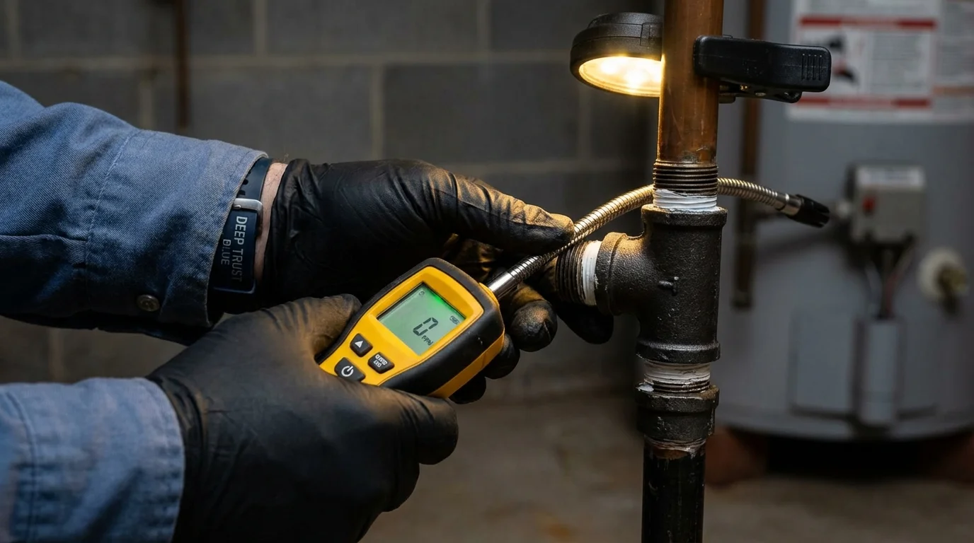 Gas leak detection with electronic sniffer by Johns Plumbing LLC in Edison